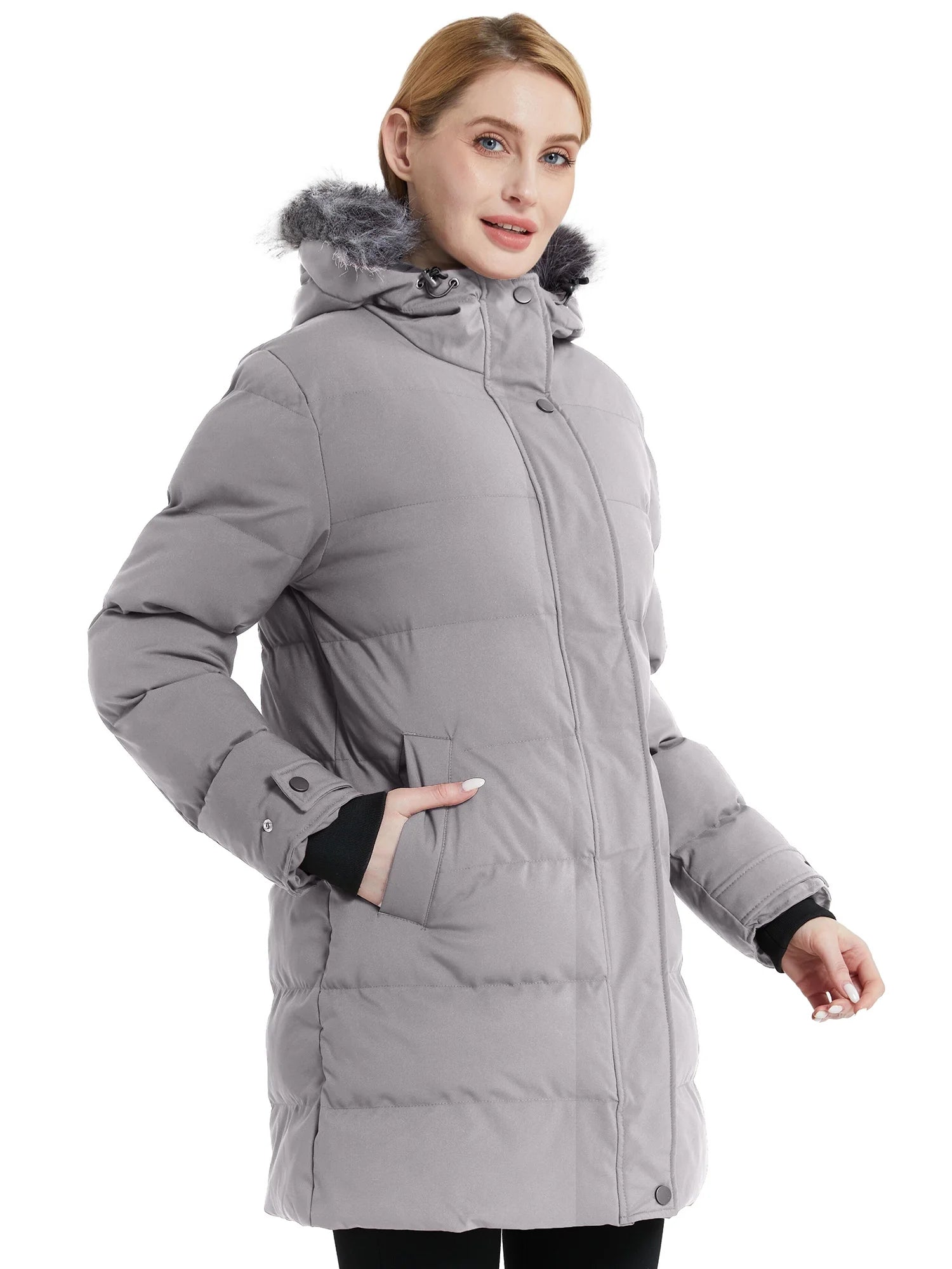 Women'S plus Winter Coat Puffer Coat Warm Winter Jacket with Hood Blue 2XL